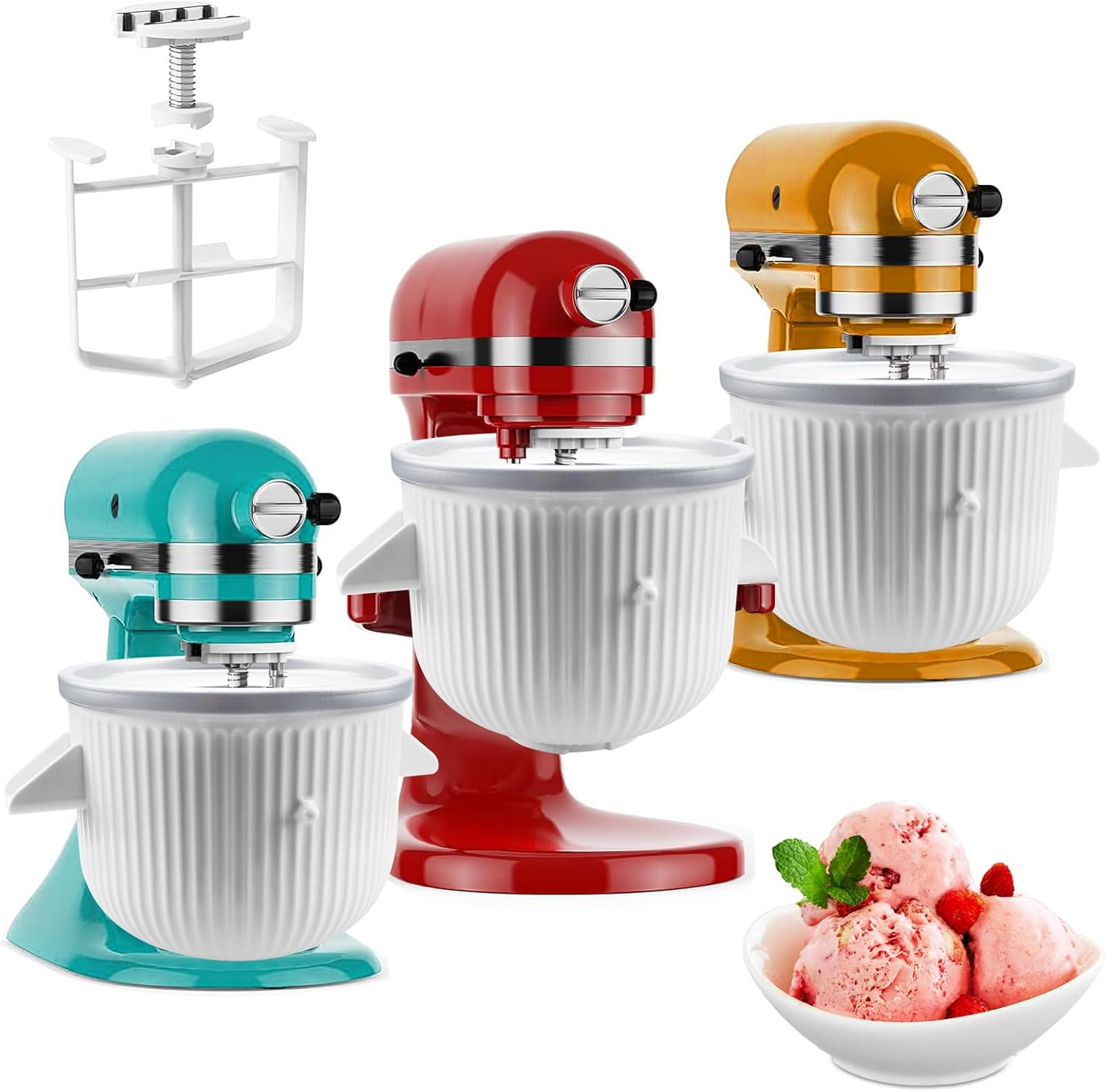 Ice Cream Maker Attachment for Kitchenaid Stand Mixer, Ice Cream Bowl Compatible