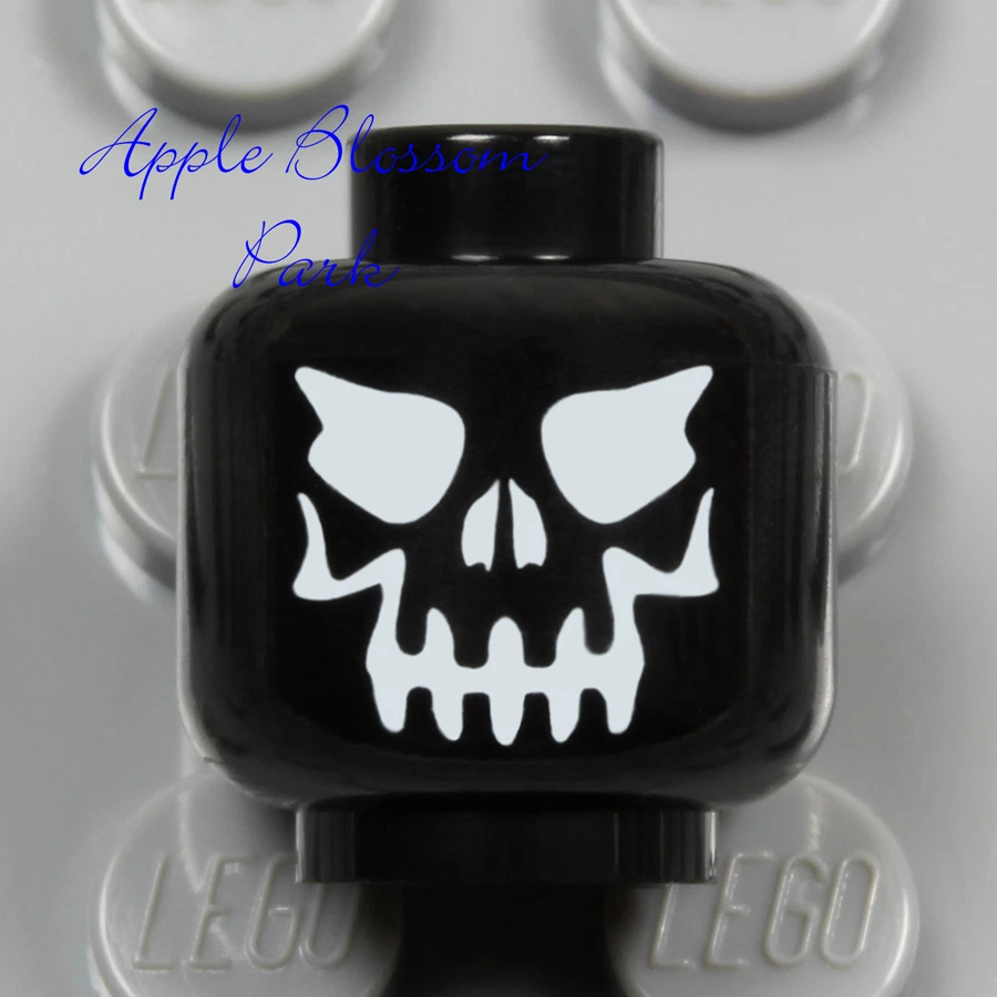 NEW Lego Skeleton Skull MINIFIG HEAD Black Halloween Monster w White Evil Eyes