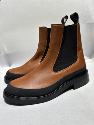 Frame Paris Women Le Holland Leather Rubber Brown Chelsea Boots EUR 40 Us 9 - Picture 1 of 8