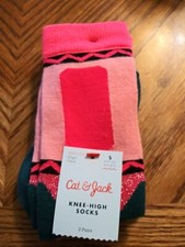 Cat & Jack Knee-High Socks Size S (5 1/2 - 8 1/2) 2 pairs Polyester Blend