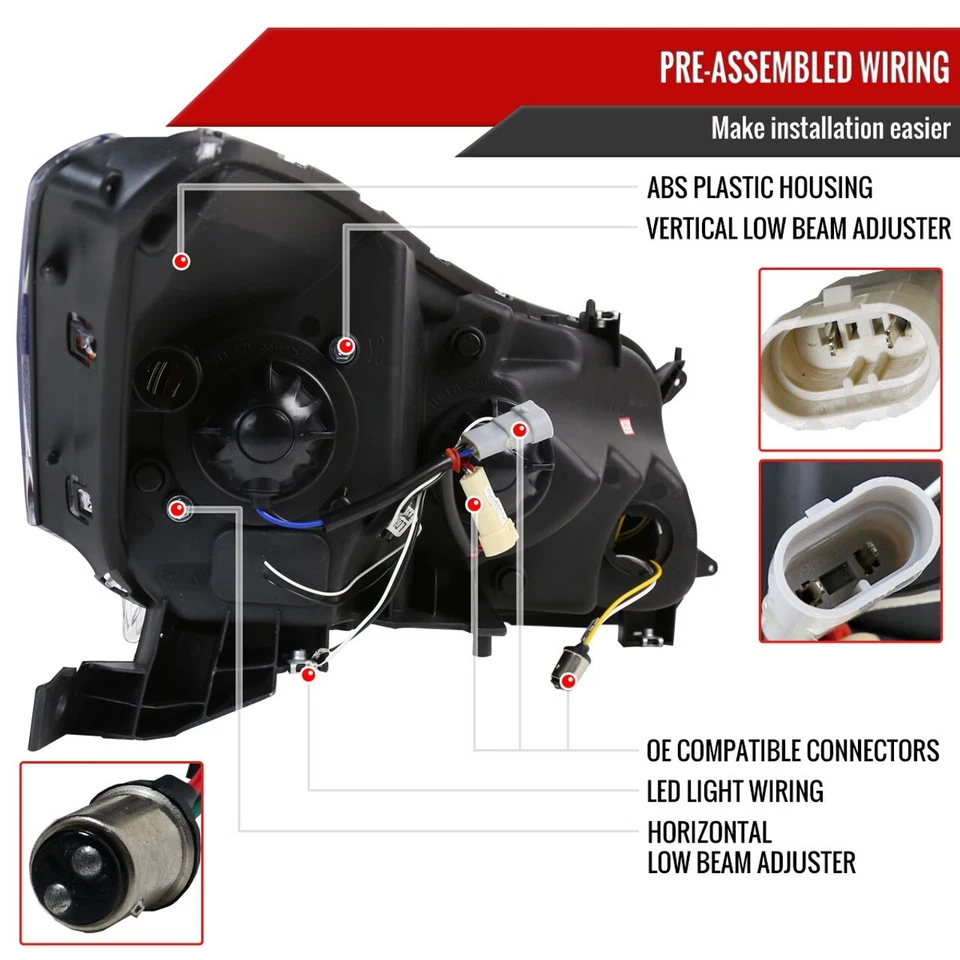 PARA 08-12 Honda Accord 4d Sedán Proyector Ahumado Faros Halo LED Intermitente Foto 3 de 4