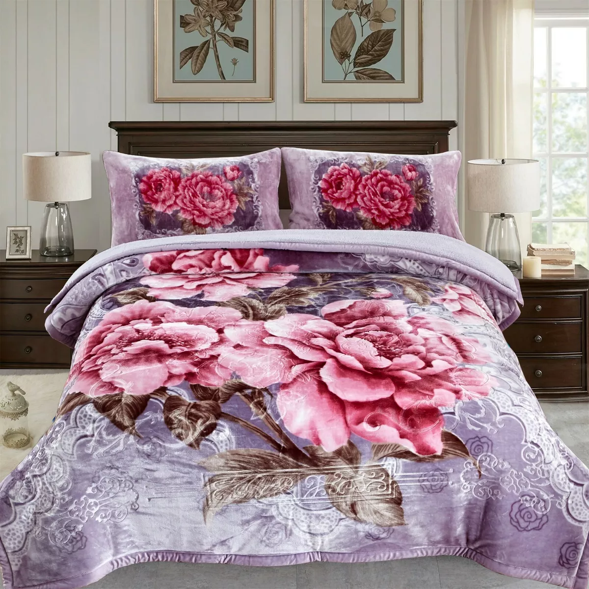 Tahari faux fur and sherpa reversible comforter new arrivals