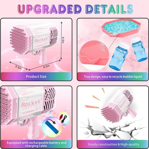 69 Holes Bubble Machine Gun Bubble Bazooka Machine Toy for Girls Boys Adult - Picture 9 of 9