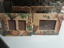 Set Of 2 Vintage Fetco Wooden Nursery Picture Frames Noah's Ark Frames Childrens