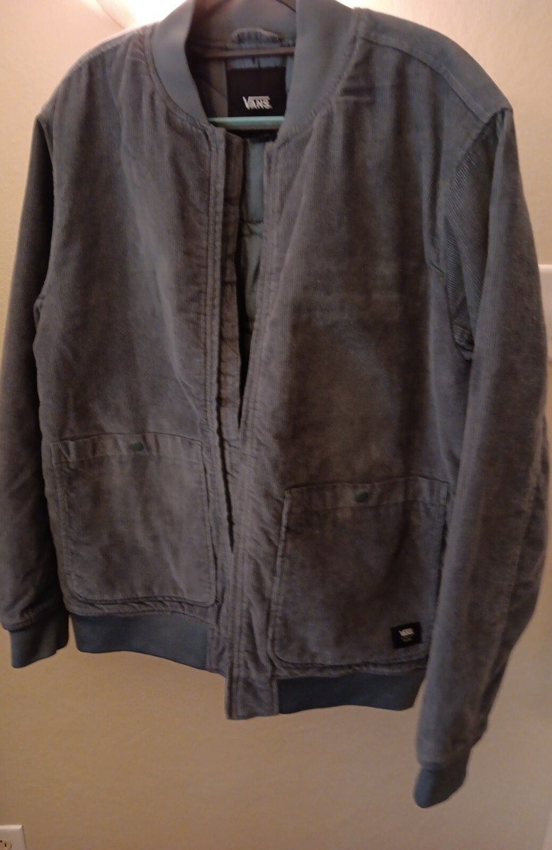 NWT MENS VANS CARLSON CORDUROY BOMBER $130 XL blue jacket coat patch pocket