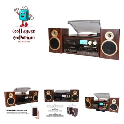 BT-28SPM, Bluetooth Classic Style Record Player Turntable with AM/FM Radio, C...