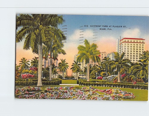 Postcard Bayfront Park at Flagler Street Miami Florida USA