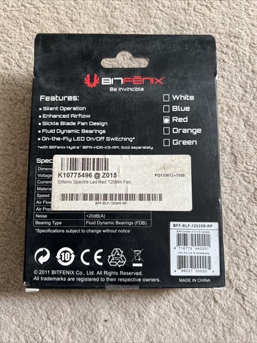 3 x Bitfenix Red LED 120mm PC Case Fan (3-pin/molex) - Picture 3 of 3