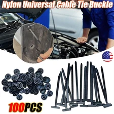 100PCS Nylon Universal Cable Tie Buckle Self-Locking Nylon Zip Ties Holder NEW
