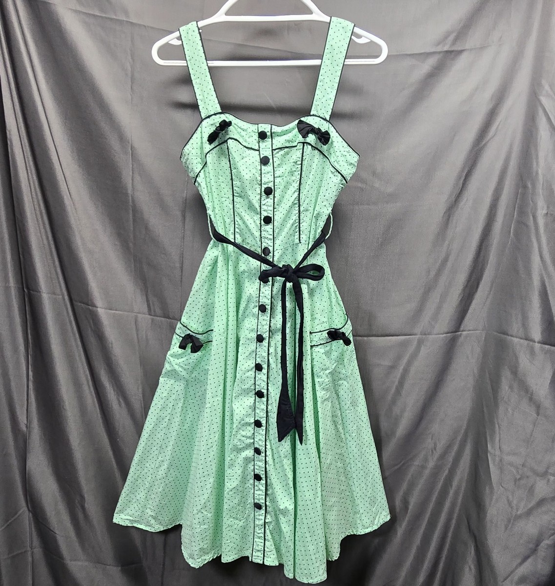 green emerald velvet dress Hell Bunny Black & Green Holiday Swing Dress  Unique Vintage