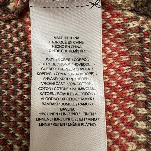 LAUREN by Ralph Lauren Shawl Collar Native American Print Knit Small Linen Blend - Picture 10 of 14