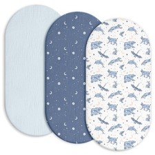 Gllquen Baby Muslin Bassinet Sheets 3 Pack, Breathable Elastic Cozy Fitted