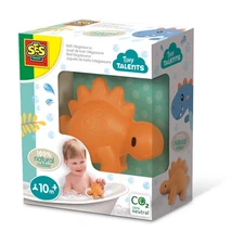 SES Creative 13213 Bath Stegosaurus-100% Natural Rubber, Yellow, Small