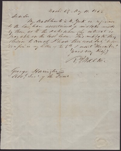 ROBERT J. WALKER - AUTOGRAPH LETTER SIGNED 05/11/1862