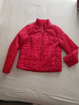 Woman's Puffer Puffy Jacket Red Zipper & Pockets Large 12/14 EUC Athletic Works 