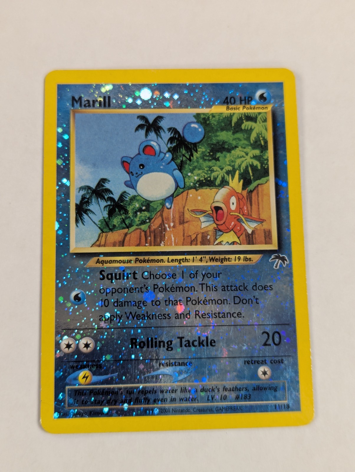 Pokemon TCG Marill 11/18 Southern Islands Reverse Holo HP/Damaged