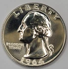 1964 Gem Proof 90% Silver Washington Quarter