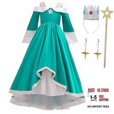 Princess Rosalina Costume for Girls One Shoulder Fancy Dress 6-7 Years Green