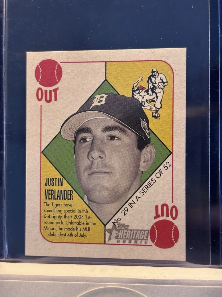 Justin Verlander 2005 Topps Heritage Mini Blue Back RC #29 SP Tigers Rookie - Image 2 of 3