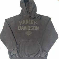 Harley Davidson Hoodie M Black On Black Appleton Wisconsin On Back Soft