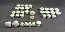 30 White Ceramic Knob Drawer Pull Japan Vintage Modern Threaded Hardware Lot