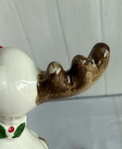 Vintage Fitz & Floyd Christmas Reindeer Napkin Ring Set Of 8 - Picture 8 of 20