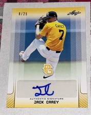 JACK CAREY 2017 Leaf Perfect Game YELLOW AUTOGRAPH #8/25 GUARDIANS PIRATES