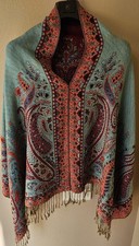 Pashmina Poncho teal and red reversible design one size fits all