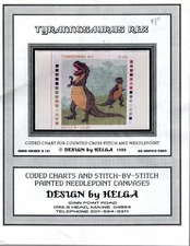 Design by Helga TYRANNOSAURUS REX D101 Cross Stitch Pattern 6 Graphed Pages