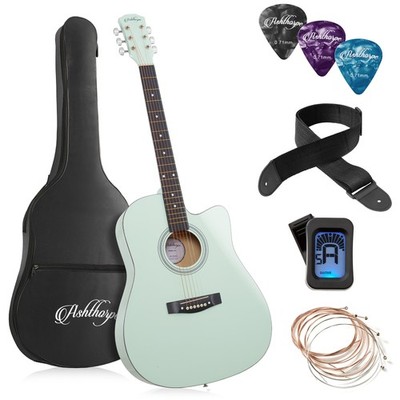 OPEN BOX - 41-inch Beginner Cutaway Acoustic Guitar Pack, Mint Green