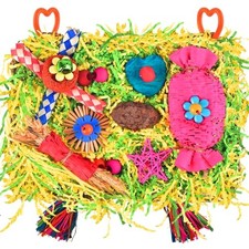 Bird Toys, Large-Sized Grass Mat with Colorful Foraging Shredder  Climb Candy