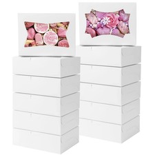 50pcs Cookie Boxes with Window, 8x6x2.5 Inches 2 Style Window Bakery Boxes fo...