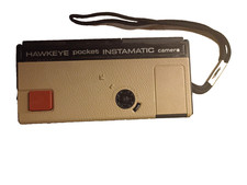 Kodak Hawkeye Pocket Instamatic Camera Beige Black with Case and Instructions