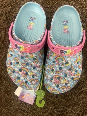 Lisa Frank Markie Rainbow Unicorn Arctic Blue/pink Classic Clogs Size J5