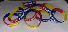 10 New Multi Color Autism Awareness Support Wristbands Awareness Bracelets Lot