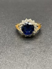 14K Gold Plated “Sapphire And Diamond” Style Costume Ring. Size O1/2