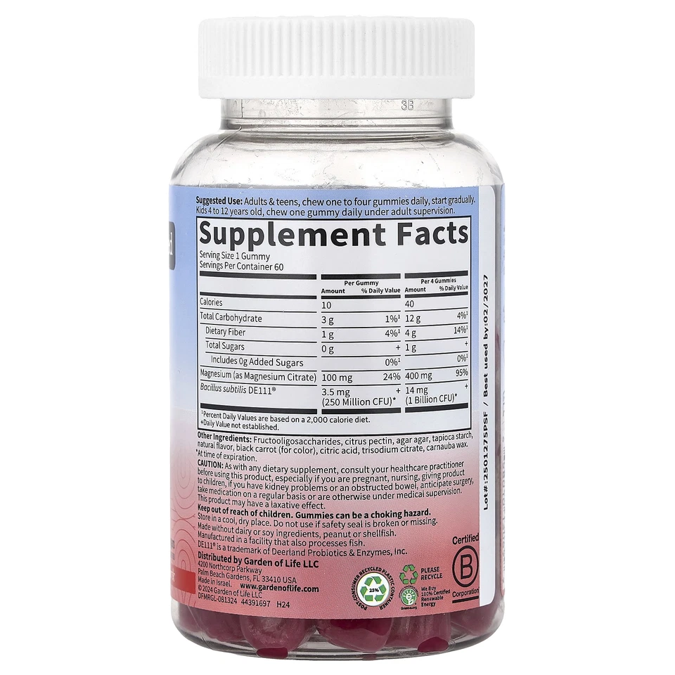 Magnesium with Pre & Probiotics Gummies, Raspberry , 60 Gummies - Image 2 of 2