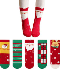 5 Pack Baby Christmas Socks Kids Cute Xmas Sock Christmas Gift Funny Toddler Boy