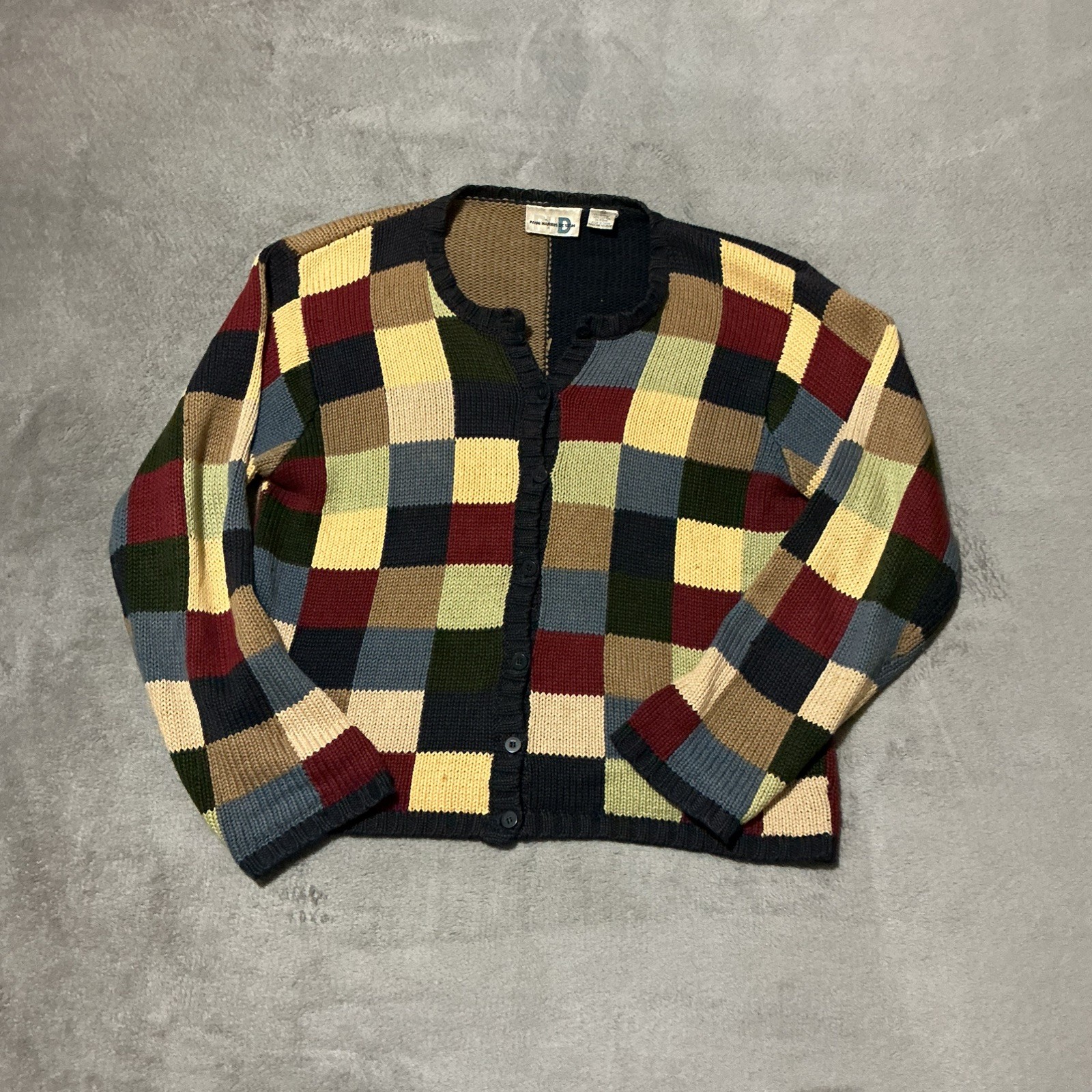 Paul Harris Design Patchwork Colorblock Button Up… - image 1