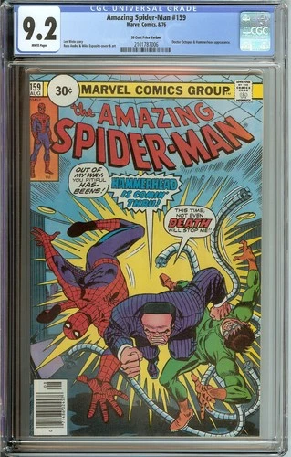 AMAZING SPIDER-MAN #159 CGC 9.2 WHITE PAGES 30c PRICE VARIANT MARVEL 1976