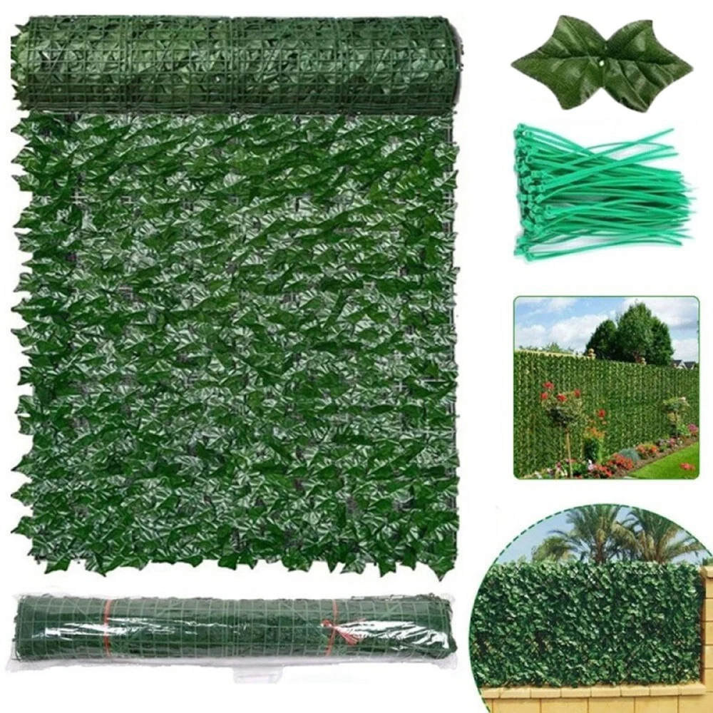 Knstliche Efeu Apfelblatt Hecke Sichtschutz 100x300cm  Efeu  Sichtschutzzaun Fr Terrasse & Balkon