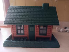 14" Plastic Large Log Green Roof Brown Cabin Versatile Mixed Seed Bird Feeder
