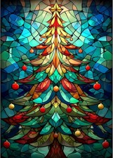 Christmas Tree Diamond Painting Kits for Adults, 5D Glass Tree Diamond Art Kits