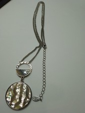 Laura Ashley Mother Of Pearl Long Pendant Necklace VGC