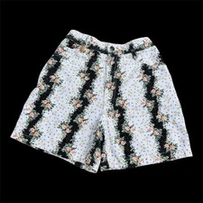 Vtg Women s 90s Black White Floral Print Shorts Junior Size 5 Cotton AJ Brandon