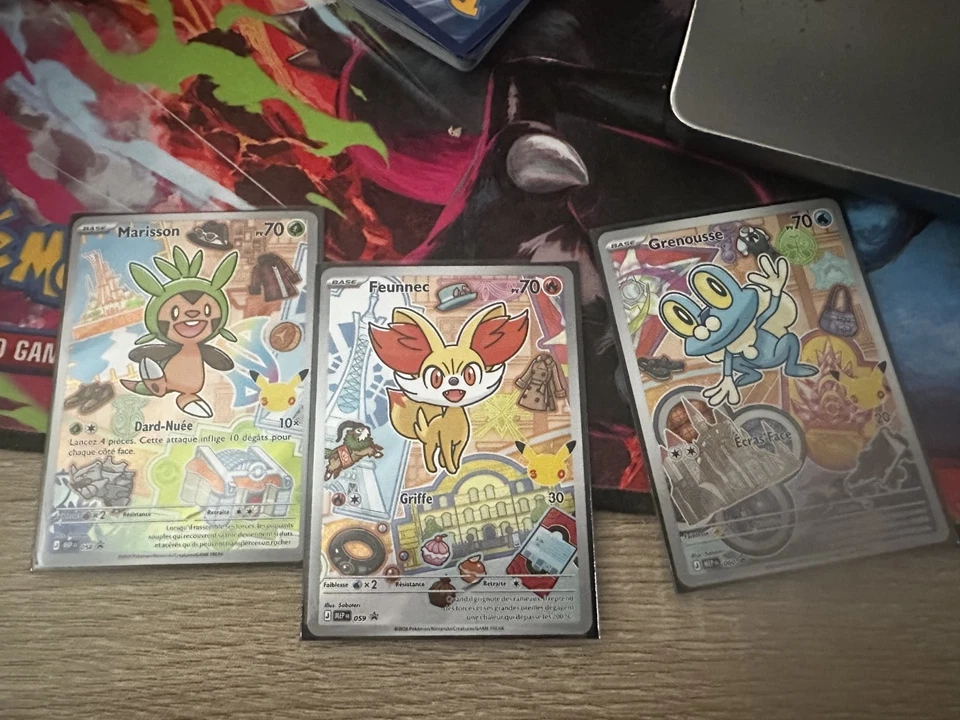 Pokémon Lot 3 cartes Série 3 FR Marisson Feunnec Grenousse 058 059 060 30 Ans - Photo 1/1