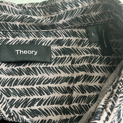 Theory Noll Scribble Men’s Size Large Black Grey Short Sleeve Button Down - Picture 5 of 10
