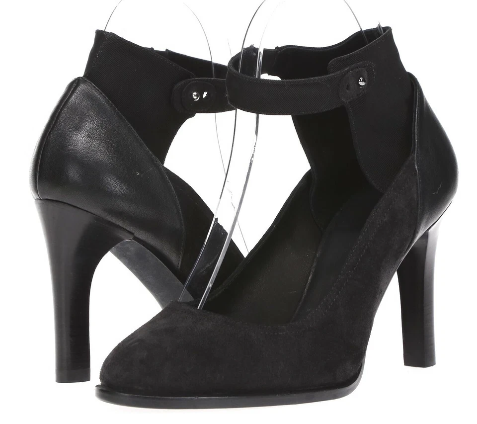 Salto alto feminino Rag & Bone Albon couro preto alça de tornozelo tamanho 37 - Imagem 2 de 4