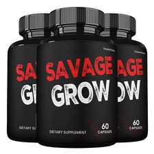 Savage Grow Capsules, Maximum Strength Supplement, Made in USA (3 Bottles)