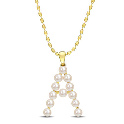 Amour Yellow Plated Sterling Silver 3.5-4mm FWP ''A'' Initial Pendant with Chain